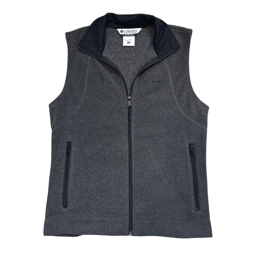 Columbia Womens Benton Springs‎ Fleece Vest Charcoal Gray Full Zip WL1017 Small